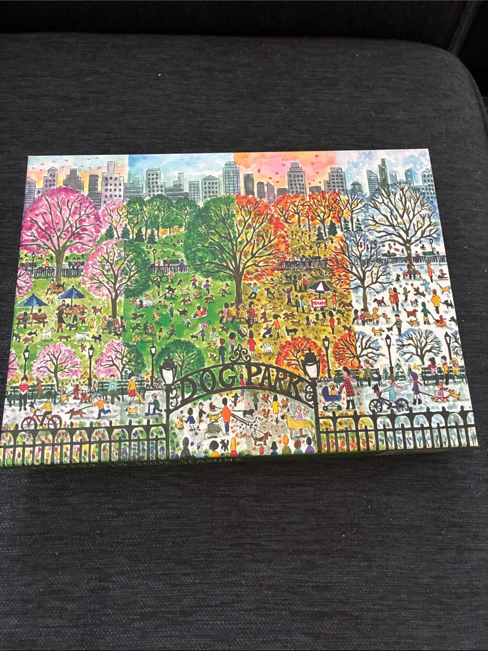 Galison Dog Park Seasonal Canvas Puzzle 1000 piece
